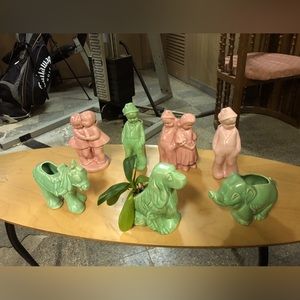 Six Vintage planters